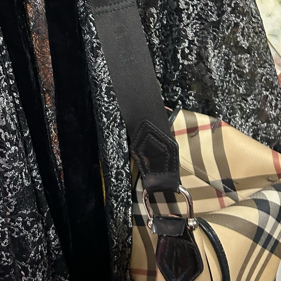 BURBERRY L Large Nova Check Plaid Black Patent Leather Messenger Laptop Bag - Picture 8 of 13